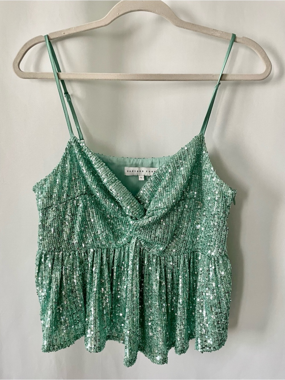 Endless Rose Mint Green Sequin Twist Cami